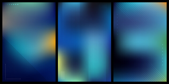Futuristic gradient poster collection with minimal geometric lines and modern abstract backgrounds