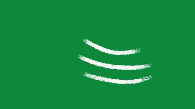 Hand Drawn Wind Animation Green Screen White Doodle Air Flow Motion Graphic Overlay