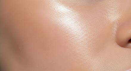 Fototapeta premium Close up of young woman glowing healthy skin with natural texture