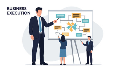 Obraz premium Business Execution Strategy Flowchart Meeting