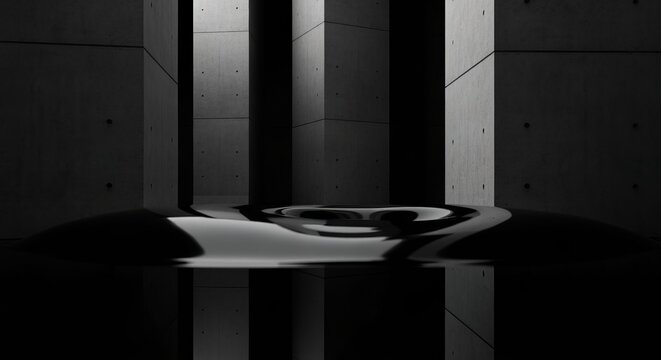 Elegant crude oil aesthetic  rich black surfaces against a minimalist brutal background