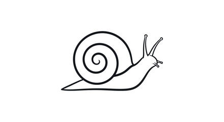 Simple black and white line art of a snail © Caket