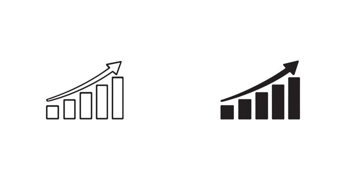 Growth bar chart with upward arrow