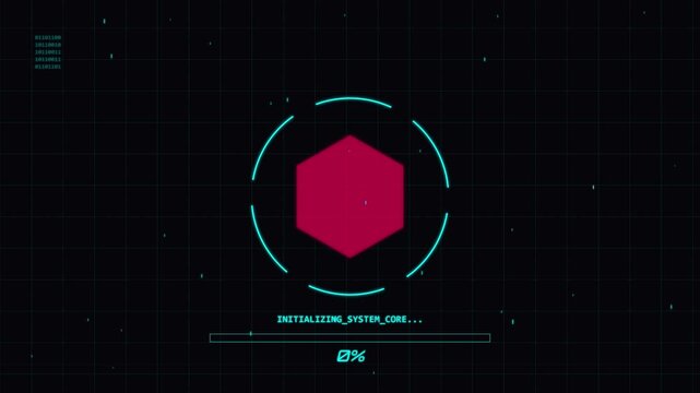 Futuristic Digital Loading Bar Initializing System Core HUD Interface