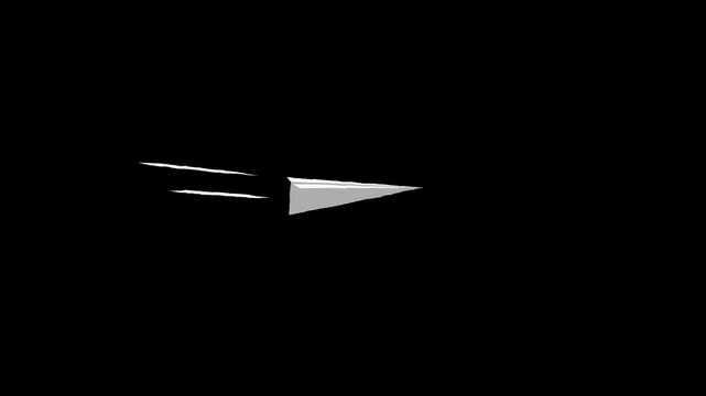 Origami Paper plane flying and landing . animated paper airplane with chroma key. transparent background travel ilustration