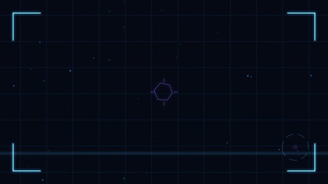 Futuristic digital targeting interface with grid and scanning crosshairs