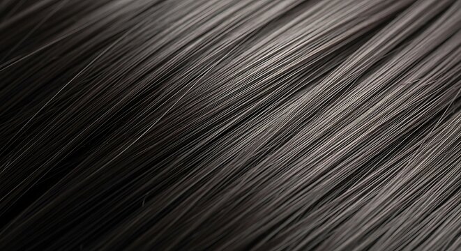 Macro close-up of dark brown hair strands with a smooth texture