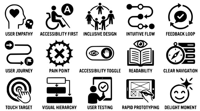 User experience design principles and elements icons