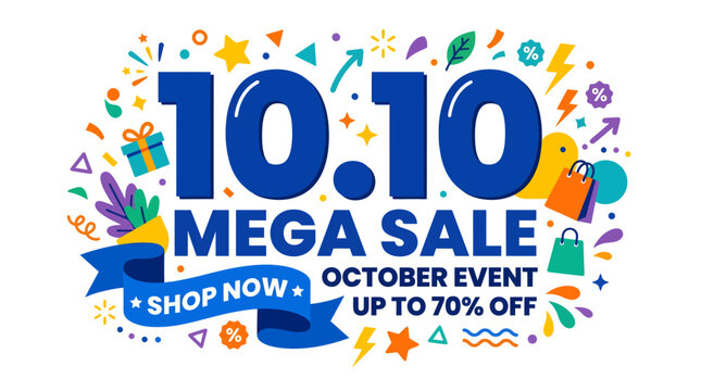 Vibrant sale advertisement with colorful decorations promotes October shopping event