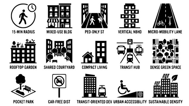 Urban planning features for sustainable city development and design