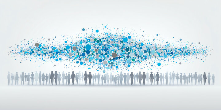 Abstract network of connected people icons symbolizing teamwork collaboration communication and strong organizational relationships in modern digital business environments