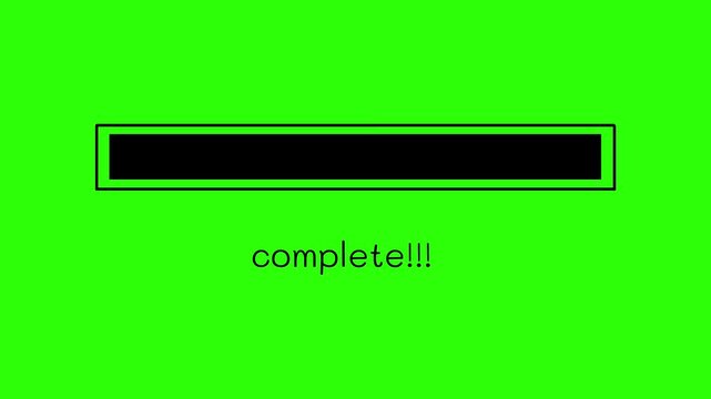 Animated video loading counter bar game process progress computer battery, banner green screen background
