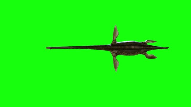 Mosasaurus aquatic reptiles sea monster dinosaur big sea fish swimming hunting green screen