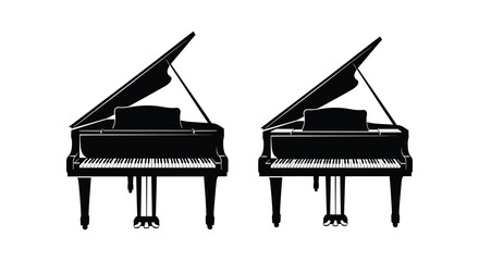 Grand piano silhouettes on a white background © Foaje512