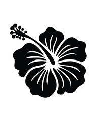 hibiscus flower silhouette, Hibiscus flower silhouette vector , tropical floral icon collection, black and white botanical illustration, exotic Hawaiian blossom logo design, isolated decorative  © SilhouetteForge