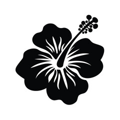 hibiscus flower silhouette, Hibiscus flower silhouette vector , tropical floral icon collection, black and white botanical illustration, exotic Hawaiian blossom logo design, isolated decorative  © SilhouetteForge