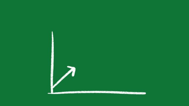 Hand-Drawn White Growth Line Graph 2D Animation on Green Screen | Animated Success Arrow Asset | Minimalist Business Motion Graphic