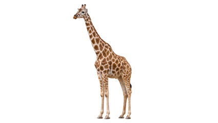 Tall spotted giraffe standing, isolated on transparent background © Aliona