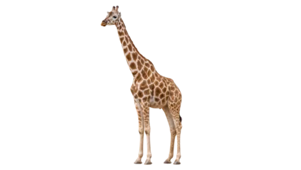 Fototapete Giraffe Tall spotted giraffe standing, isolated on transparent background  © Aliona