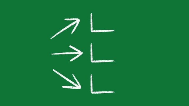 Hand-Drawn White Three Boxes with Arrows 2D Animation on Green Screen | Animated List Bullet Points Asset | Minimalist Info Graphic Motion Graphic