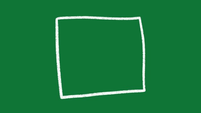 Hand-Drawn White Square Frame 2D Animation on Green Screen | Animated Box Border Asset | Minimalist Outline Doodle Motion Graphic