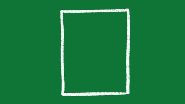 Hand-Drawn White Vertical Rectangle 2D Animation on Green Screen | Animated Border Frame Asset | Minimalist Box Doodle Motion Graphic