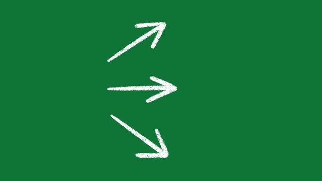 Hand-Drawn Scattered Arrows Multi Direction 2D Animation on Green Screen
