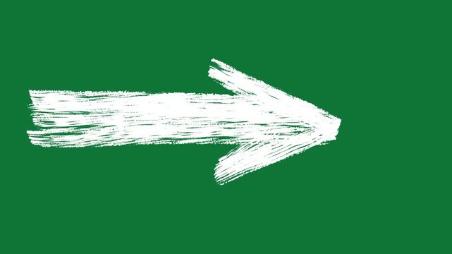 Hand-Drawn Bold Filled Arrow Direction 2D Animation on Green Screen
