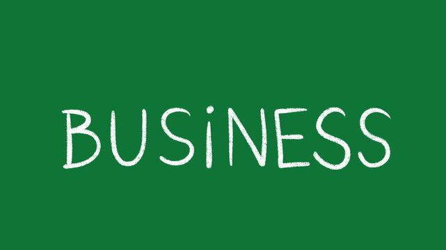 Hand-Drawn Business Text Word 2D Animation on Green Screen
