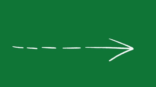 Hand-Drawn Dashed Arrow Direction 2D Animation on Green Screen
