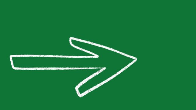 Hand-Drawn Bold Right Arrow Direction 2D Animation on Green Screen
