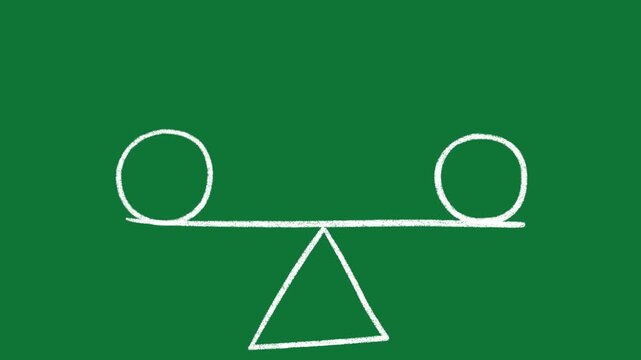 Hand-Drawn Balance Scale Seesaw 2D Animation on Green Screen
