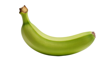 Unripe green banana with brown stem tip, isolated on transparent background © Aliona