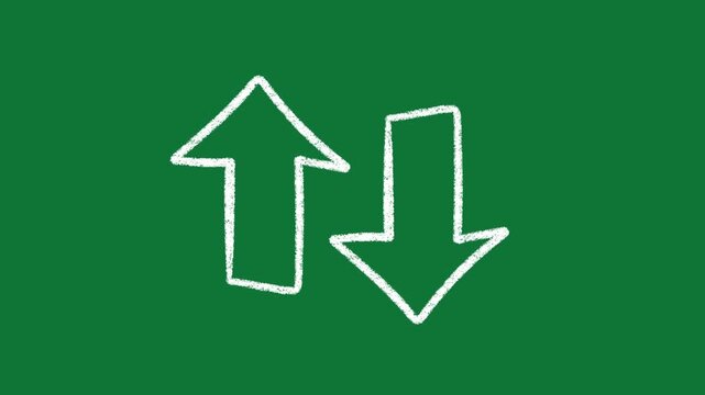Hand-Drawn Up Down Arrow Direction 2D Animation on Green Screen
