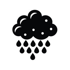 rain cloud silhouette, Rain cloud silhouette vector icon, black weather symbol collection, storm and rainfall illustration, minimalist meteorology design, isolated rainy season graphics on white b © SilhouetteForge