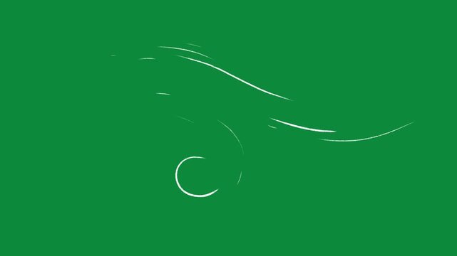 Hand-Drawn White Wind Lines 2D Animation on Green Screen | Gusty Doodle Swirls Animated Asset | Minimalist Nature Breeze Motion Graphic