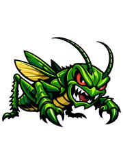 Fototapeta premium Illustration of an angry green grasshopper monster cartoon mascot