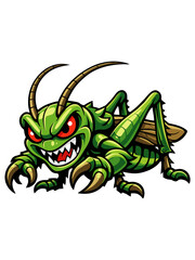 Fototapeta premium Illustration of an angry green grasshopper monster cartoon mascot