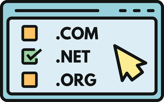 Browser window showing checkboxes for .Com, .Net, and .Org domain extensions
