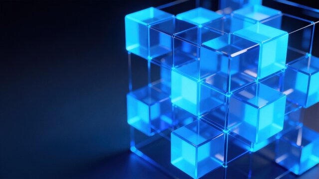 Blue glowing cube structure