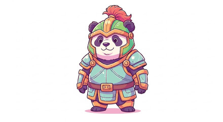 Fototapeta premium Cute Panda Warrior in Armor.