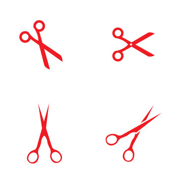 Scissors Icon Collection Cutting Symbols. Set of scissors icons in multiple positions and styles, representing cutting, crafting, editing, and office tool symbols.