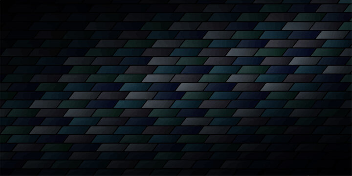Abstract dark blue background featuring a futuristic 3d square grid pattern and textured techno metal design with light dots on a black vector backdrop