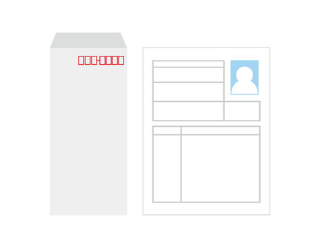 This is an illustration of a resume and an envelope.