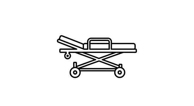 Medical Stretcher Icon - Hospital Bed on Wheels for Patient Transport