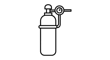 Obraz premium Oxygen Tank with Pressure Gauge Icon, Scuba Diving Equipment, Medical Gas Cylinder