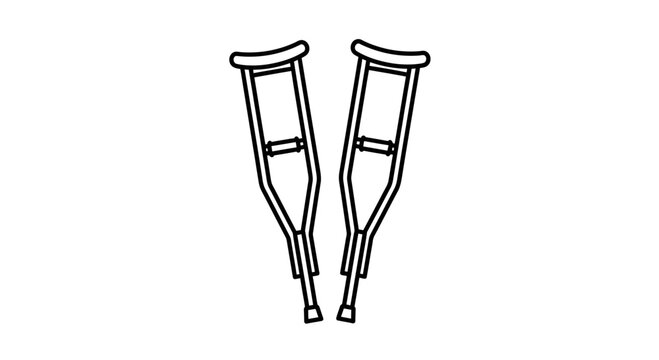 Pair of Medical Crutches Icon, Health Care and Rehabilitation Symbol