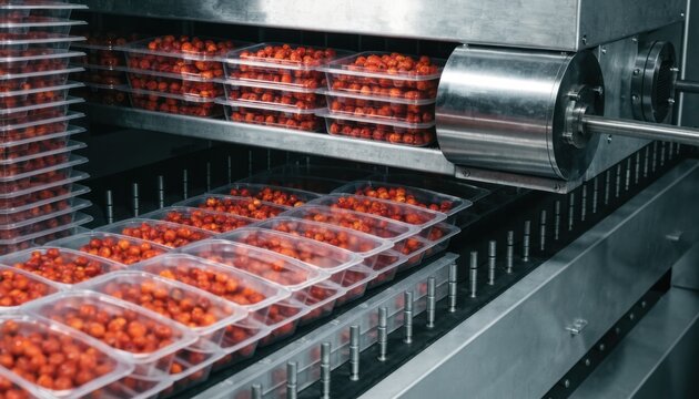 Detailed medium shot showcasing servodriven feeder verification using trays focusing on smooth and timely product alignment with highspeed camera analysis.