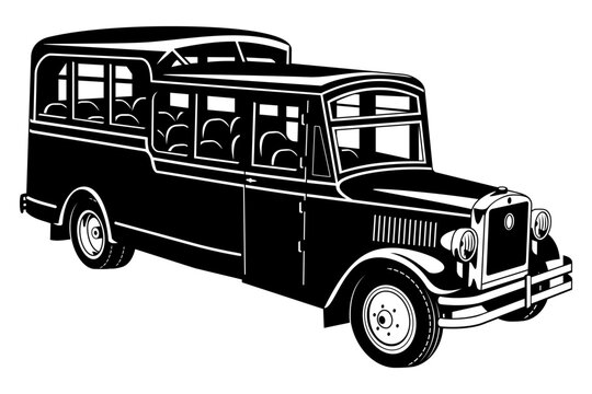 Retro Bus Silhouette. Vector clipart isolated on white.