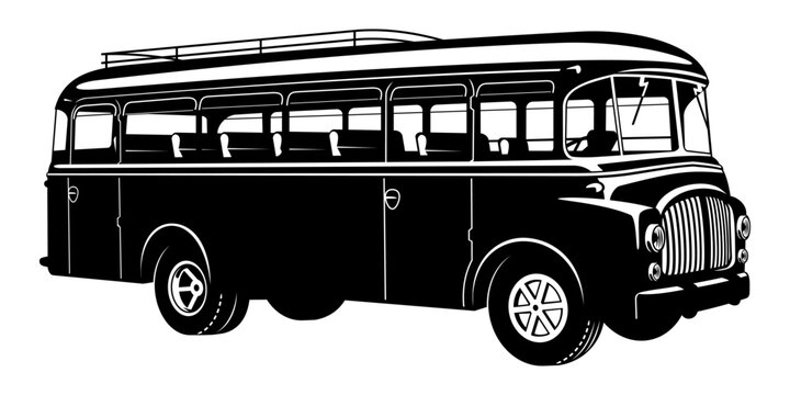 Vintage Bus Silhouette. Vector clipart isolated on white.